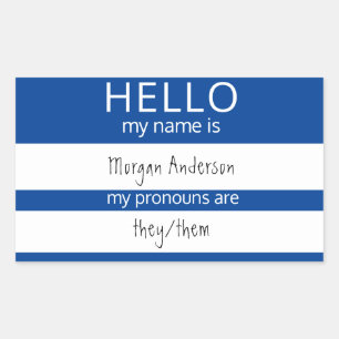 Sticker Rectangulaire Custom HELLO Mon Nom Pronouns Est Un Badge