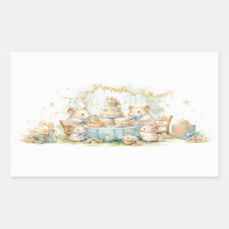 Sticker Rectangulaire Cute aquarelle Hamster Garden Party