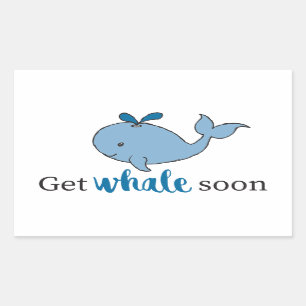 Sticker Rectangulaire Cute Main Dessinée Get Whale Bientôt Baleines Pu