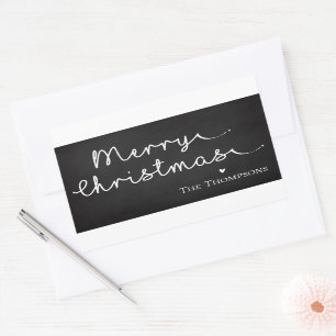 Sticker Rectangulaire Cute minimaliste Simple Noir Blanc Joyeux Noël