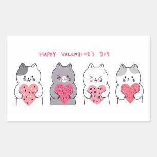 Sticker Rectangulaire Cute Valentine's Day Chats