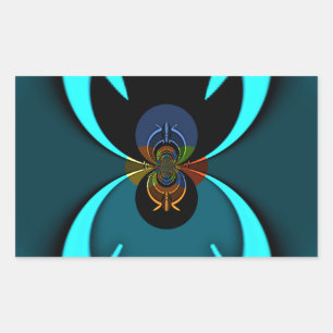 Sticker Rectangulaire Cyan Abstrait Art Print
