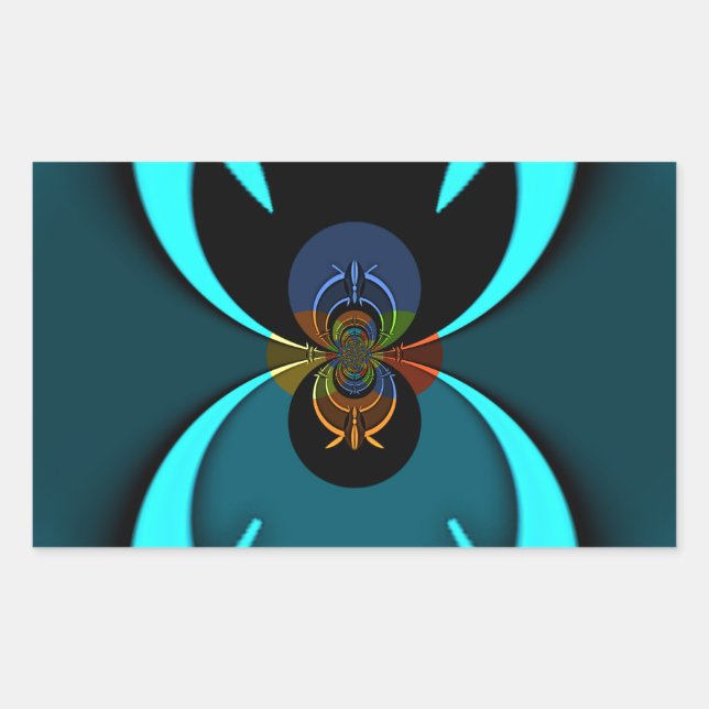 Sticker Rectangulaire Cyan Abstrait Art Print (Devant)