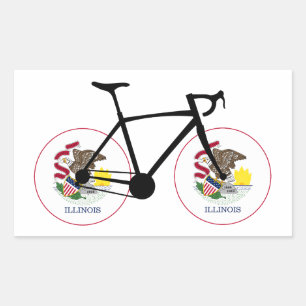 Sticker Rectangulaire Cyclisme sous le drapeau de l'Illinois
