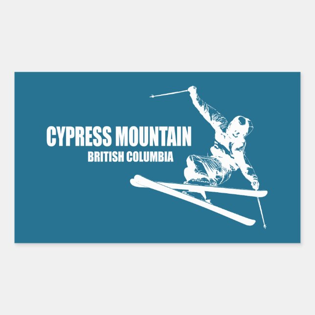 Sticker Rectangulaire Cypress Mountain Colombie-Britannique Skier (Devant)