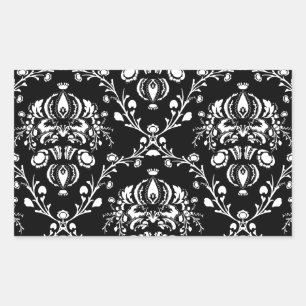 Sticker Rectangulaire Damas noir et blanc