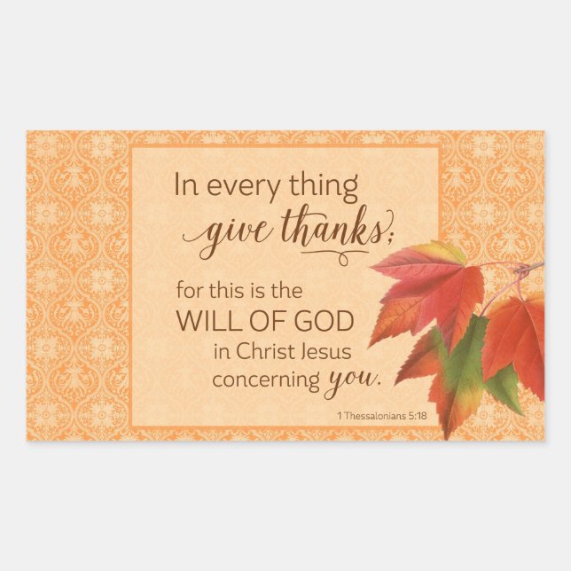 Sticker Rectangulaire Dans Toutes Les Choses Remercient - 1 Thes. 5:18 (Devant)