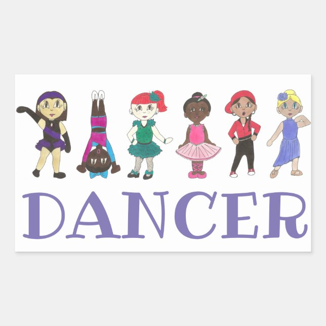Sticker Rectangulaire DANSE Ballet Tap Jazz Acro Hip hop Danseurs lyriqu (Devant)