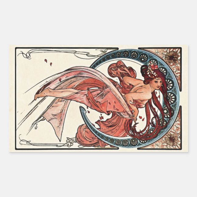 Sticker Rectangulaire Danse par Alfons Mucha 1898 (Devant)