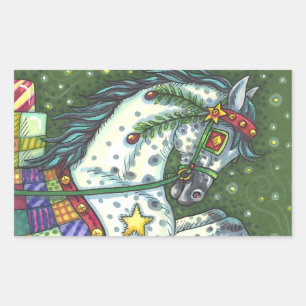 STICKER RECTANGULAIRE DAPPLE GRAY DANS UN SEUL CHEVAL OUVERT SLEIGH, COL