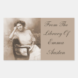 Sticker Rectangulaire De la bibliothèque… de la photo vintage réserv