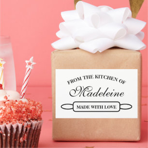 Sticker Rectangulaire De la cuisine de, fait avec amour élégant