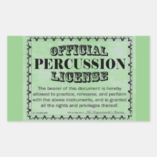 Sticker rectangulaire de licence de percussion