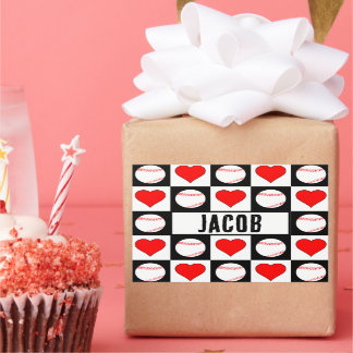 Sticker Rectangulaire Décor de la fête de base-ball Nom du joueur person