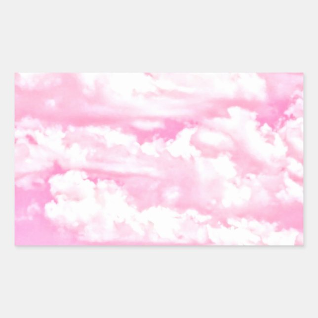 Sticker Rectangulaire Décor rose heureux mou de nuages (Devant)