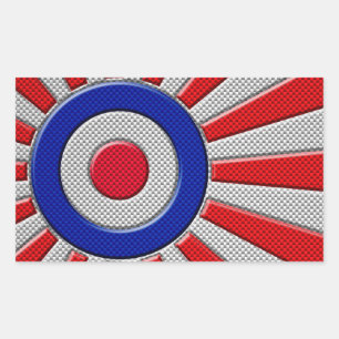 Sticker Rectangulaire Décor Roundel Sunburst Design en fibre de carbone