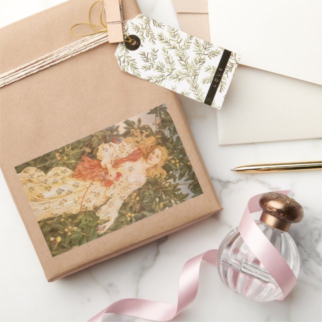 Sticker Rectangulaire Déesse des fleurs, Flora de Morgan (Cadeaux)