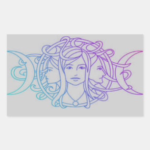 Sticker Rectangulaire Déesse Pagan Wiccan Triple Moon