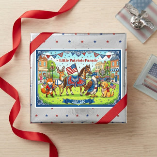 Sticker Rectangulaire Défilé d'animaux des petits patriotes américains D