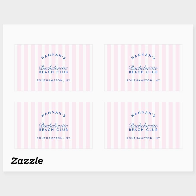 Sticker Rectangulaire Demoiselle d'honneur Rétro Moderne Rose & Bleu Mar (Feuille)