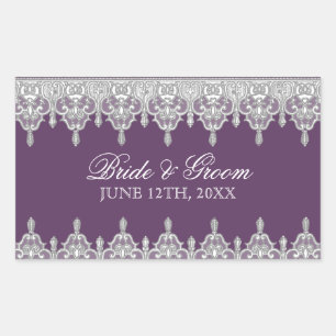 Sticker Rectangulaire Dentelle de déversement, sceau de Mariage de lavan