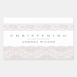 Sticker Rectangulaire Dentelle rose élégant baptême de baptême favoriser