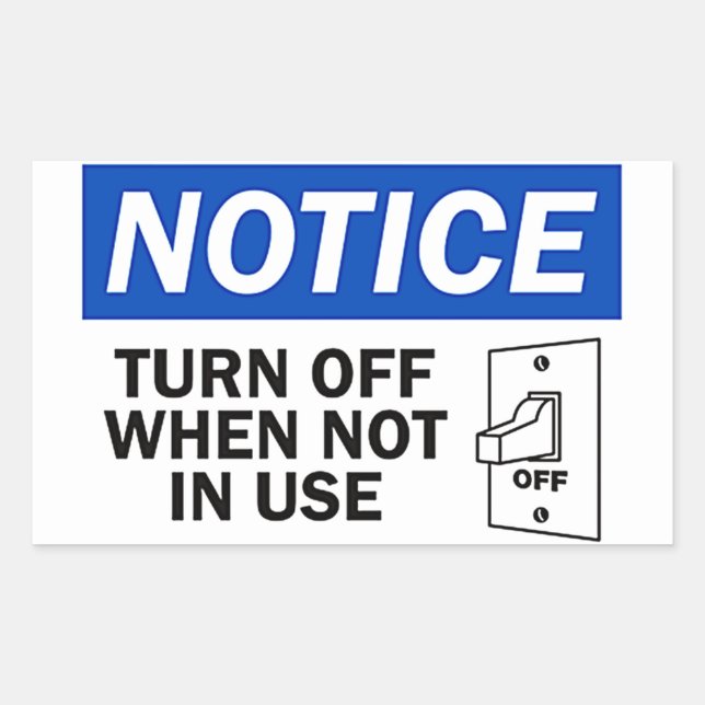 STICKER RECTANGULAIRE DÉSACTIVEZ LORSQUE VOUS N'ÊTES PAS UTILISÉ (Devant)