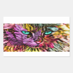 Sticker Rectangulaire Design art chat Kitten