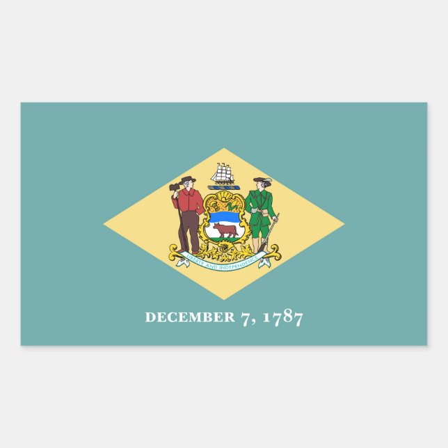 Sticker Rectangulaire Design de drapeau d'état du Delaware (Devant)
