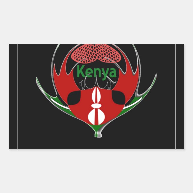 Sticker Rectangulaire Design du Bouclier kenyan : Drapeau de papillon. (Devant)
