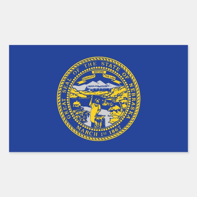 Sticker Rectangulaire Design du drapeau de l'État du Nebraska (Devant)