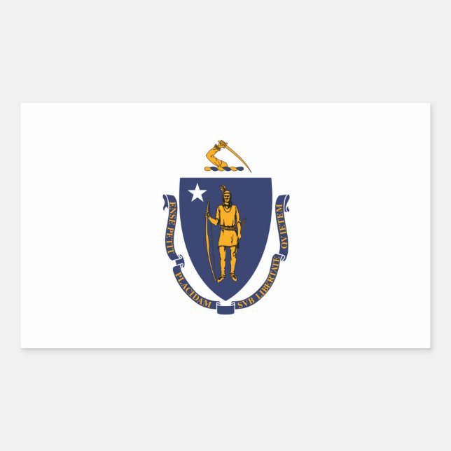 Sticker Rectangulaire Design du drapeau d'État du Massachusetts (Devant)