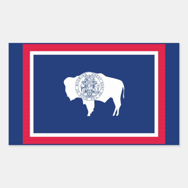 Sticker Rectangulaire Design du drapeau d'état du Wyoming (Devant)