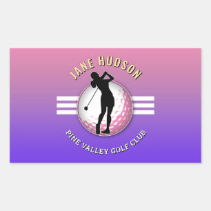 Sticker Rectangulaire Design élégant de Golfeur pour femmes