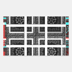 Sticker Rectangulaire Design graphique À damiers noir, blanc et rouge