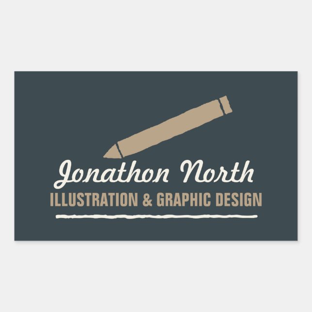 Sticker Rectangulaire Design graphique crayon Tan ID299 (Devant)