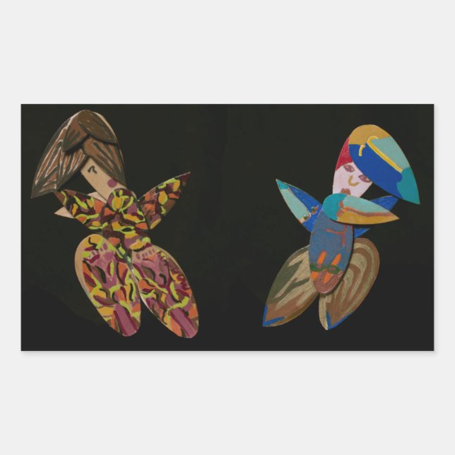 Sticker Rectangulaire "design original" "Pinceaux adolescents" autocolla (Devant)