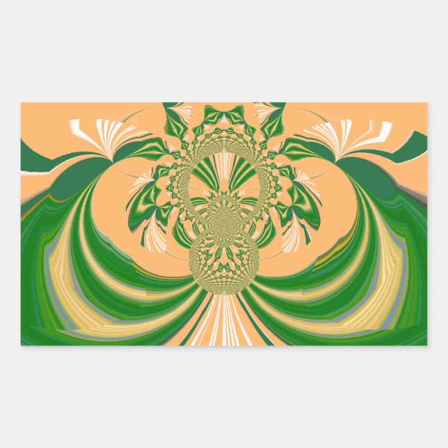 Sticker Rectangulaire Design vert jaune. (Devant)