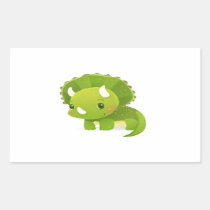 Sticker Rectangulaire dessin animé de bébé vert mignon dinosaure