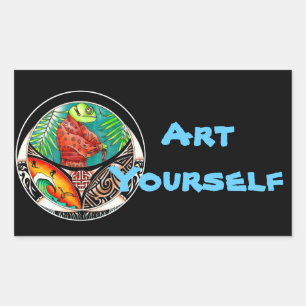 Sticker Rectangulaire Dessin d'art de Chameleon