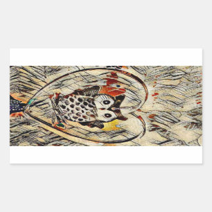 Sticker Rectangulaire Dessin de hibou