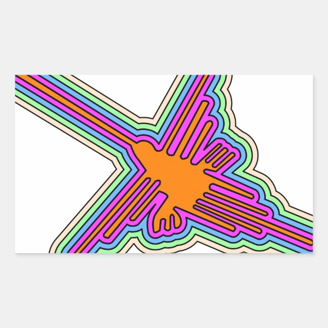 Sticker Rectangulaire Dessin de Nazca Hummingbird Pérou (Devant)