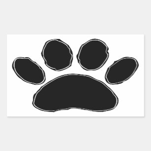 Sticker Rectangulaire Dessin Paw Chien En Noir