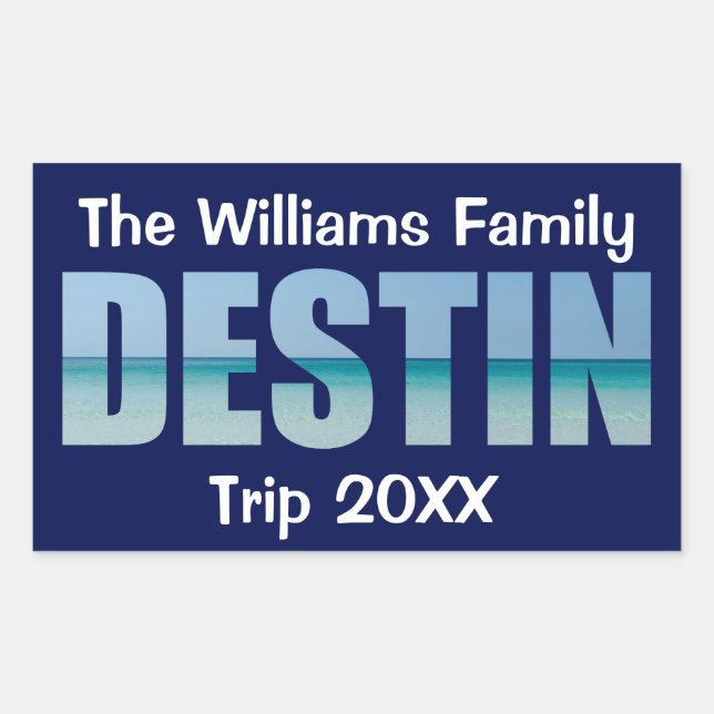 Sticker Rectangulaire Destin Beach voyage personnalisé Cool Océan (Devant)