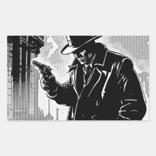 Sticker Rectangulaire Détective urbain grinçant de style BD graphique en