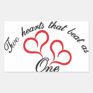 Sticker Rectangulaire Deux coeurs qui battent comme un