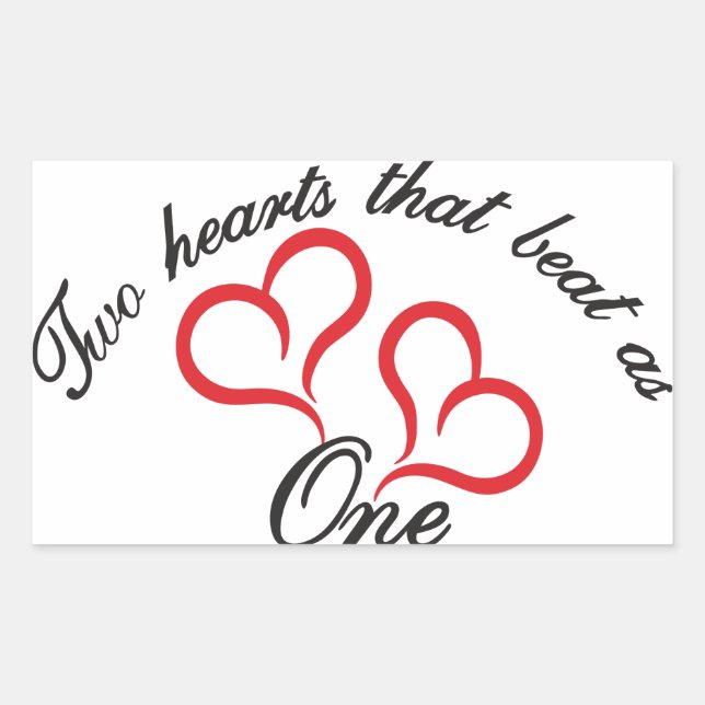 Sticker Rectangulaire Deux coeurs qui battent comme un (Devant)