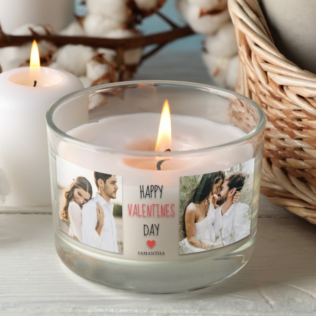 Sticker Rectangulaire Deux photos | Happy Valentines Day | (Créateur téléchargé)