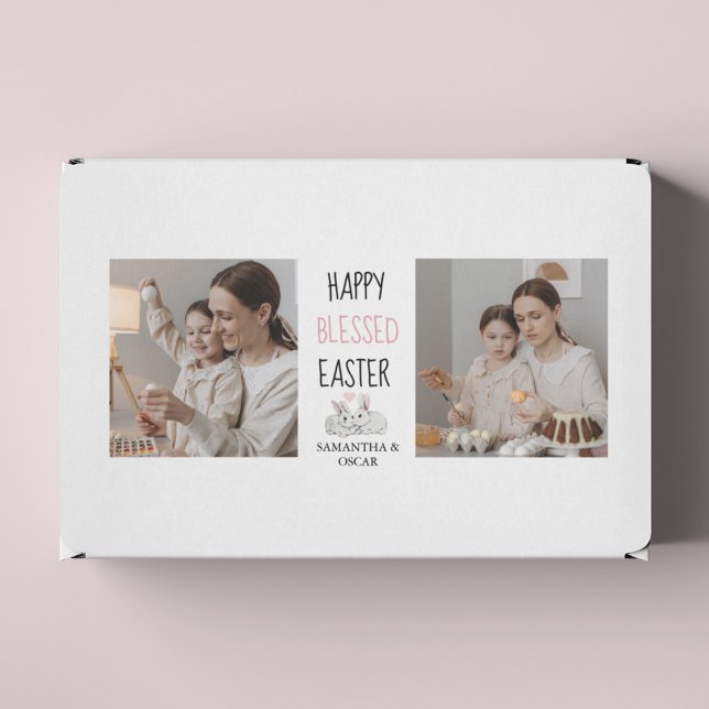Sticker Rectangulaire Deux photos modernes | Heureuse Sainte Pâques | La (Créateur téléchargé)
