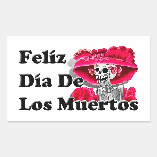 Sticker Rectangulaire Dia De Los Muertos (La Catrina) (Devant)
